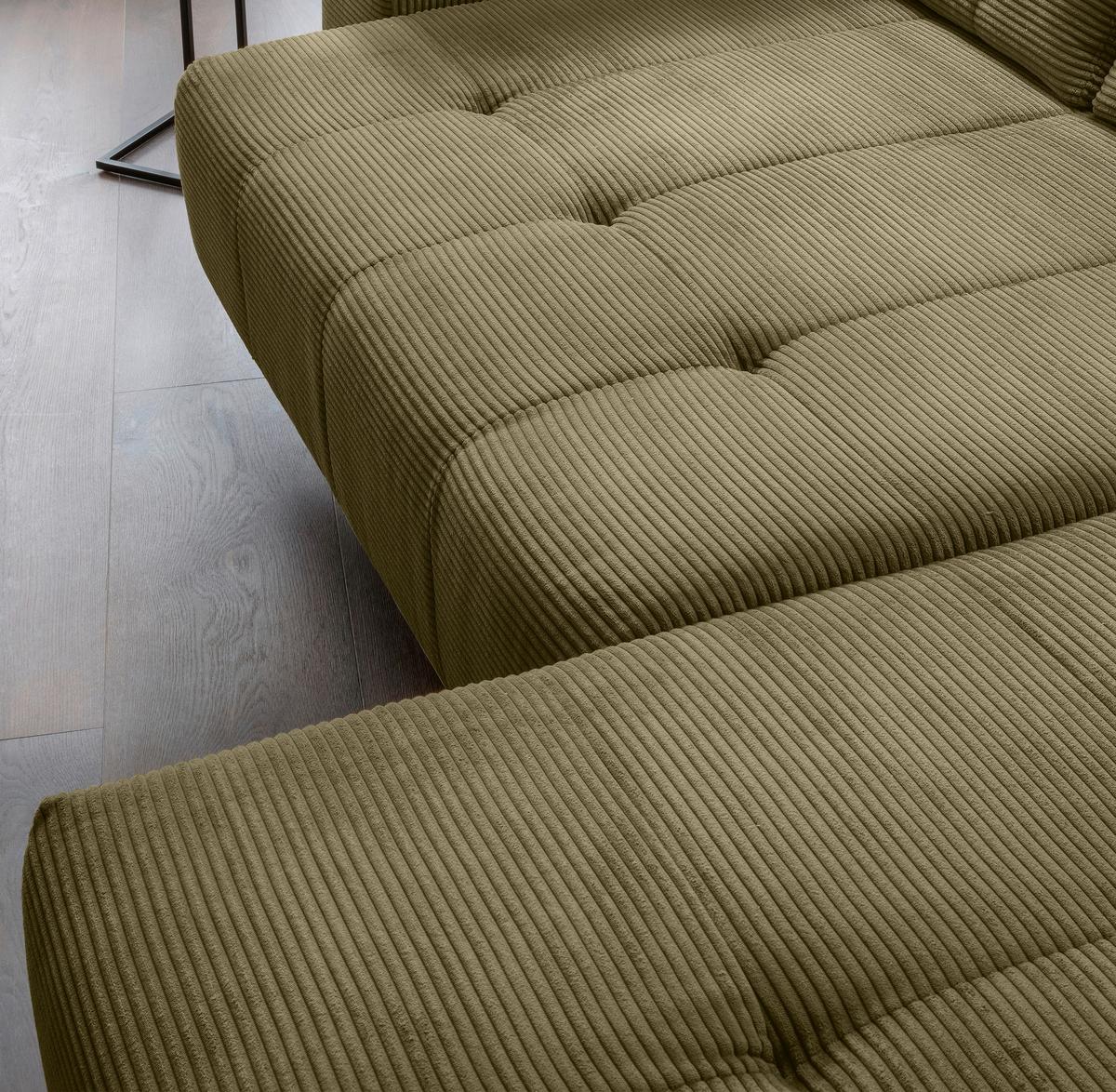 Ecksofa Fiore, Olivgrün S: 272x200 cm - Schwarz/Olivgrün, MODERN, Textil (272/200cm) - Livetastic