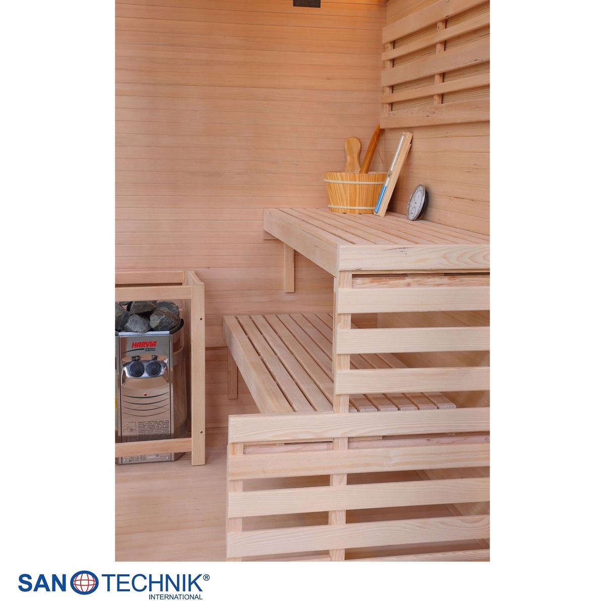 Finnische Panoramasauna BHT: 130x120x200 cm - Naturfarben, Basics, Glas/Holz (130/120/200cm) - Sanotechnik
