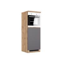 Herdumbauschrank Turin 60cm Grau/Eiche Dekor+Arbeitsplatte - Eiche Wotan/Grau, Design, Holzwerkstoff (60/166/60cm) - Held