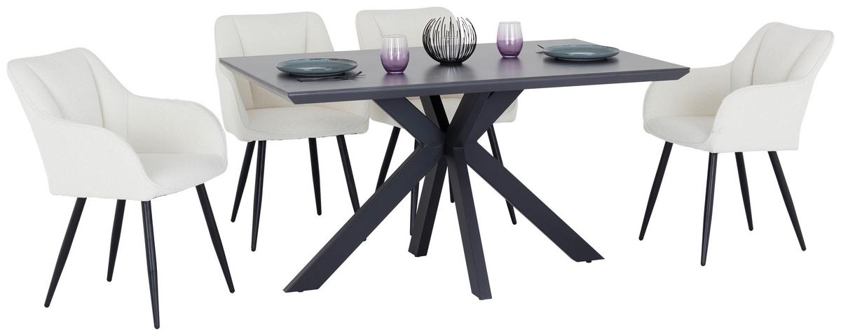 Jídelní stůl STEVE 140x90 - černá, Moderní, kov/kompozitní dřevo (140/76/90cm)