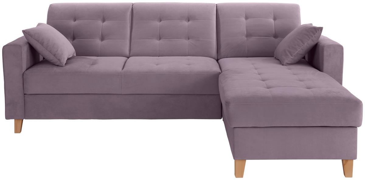 Ecksofa mit Schlaffunktion Bergen + Bettkasten 231x160 cm - Flieder/Naturfarben, Design, Textil (231/160cm) - Luca Bessoni