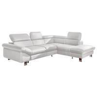 Ecksofa Mit Schlaffunktion Driver Weiß Lederlook - Chromfarben/Weiß, MODERN, Textil (266/214cm) - MID.YOU
