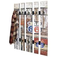 Wandgarderobe Timber Multicolor B: 65 Cm 10 Haken - Multicolor, KONVENTIONELL, Holzwerkstoff (65/100/9cm)