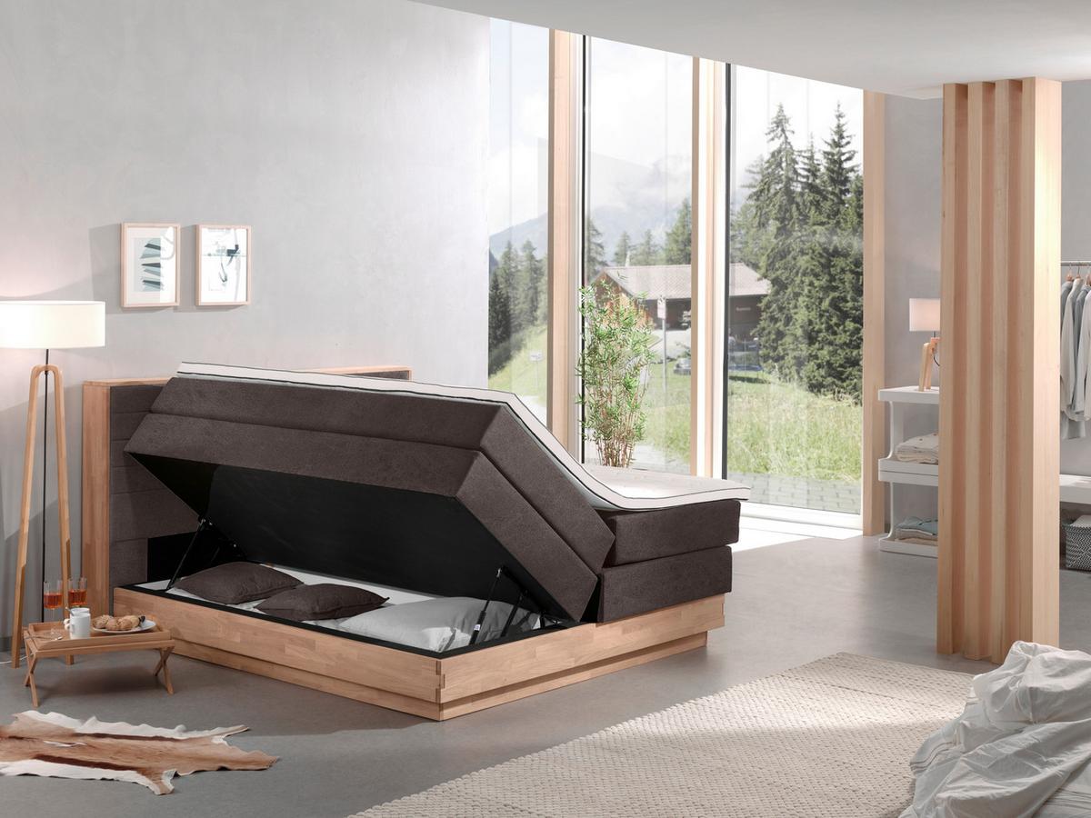 Boxspringbett H4xh4 Mit Topper & Bettkasten 160x200 Moneta - Hellbraun/Eichefarben, MODERN, Holz/Textil (160/200cm) - MID.YOU