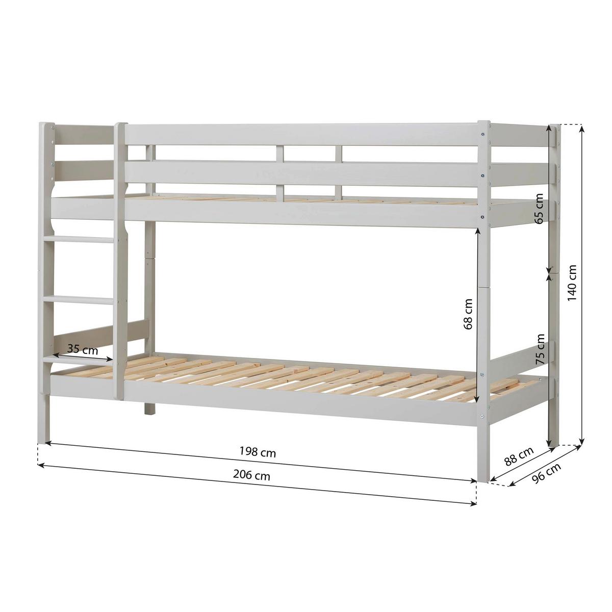 Etagenbett Eco Comfort Grau, Lf: 90x200 cm - Naturfarben/Grau, MODERN, Holz (90/200cm) - MID.YOU