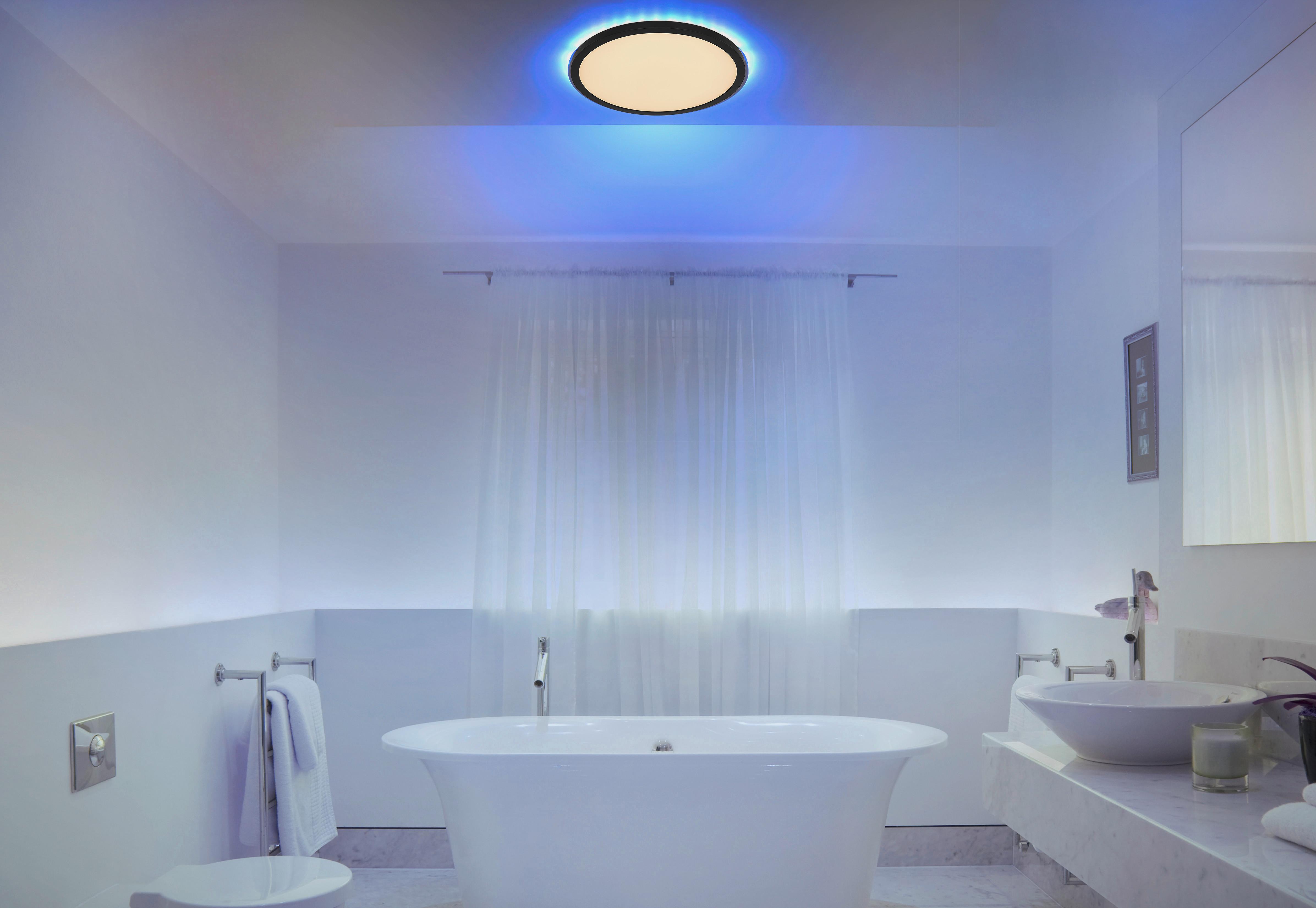 LED-Deckenleuchte 41562-18brgb - Opal/Schwarz, Design, Kunststoff (29,4/2,5cm) - Globo