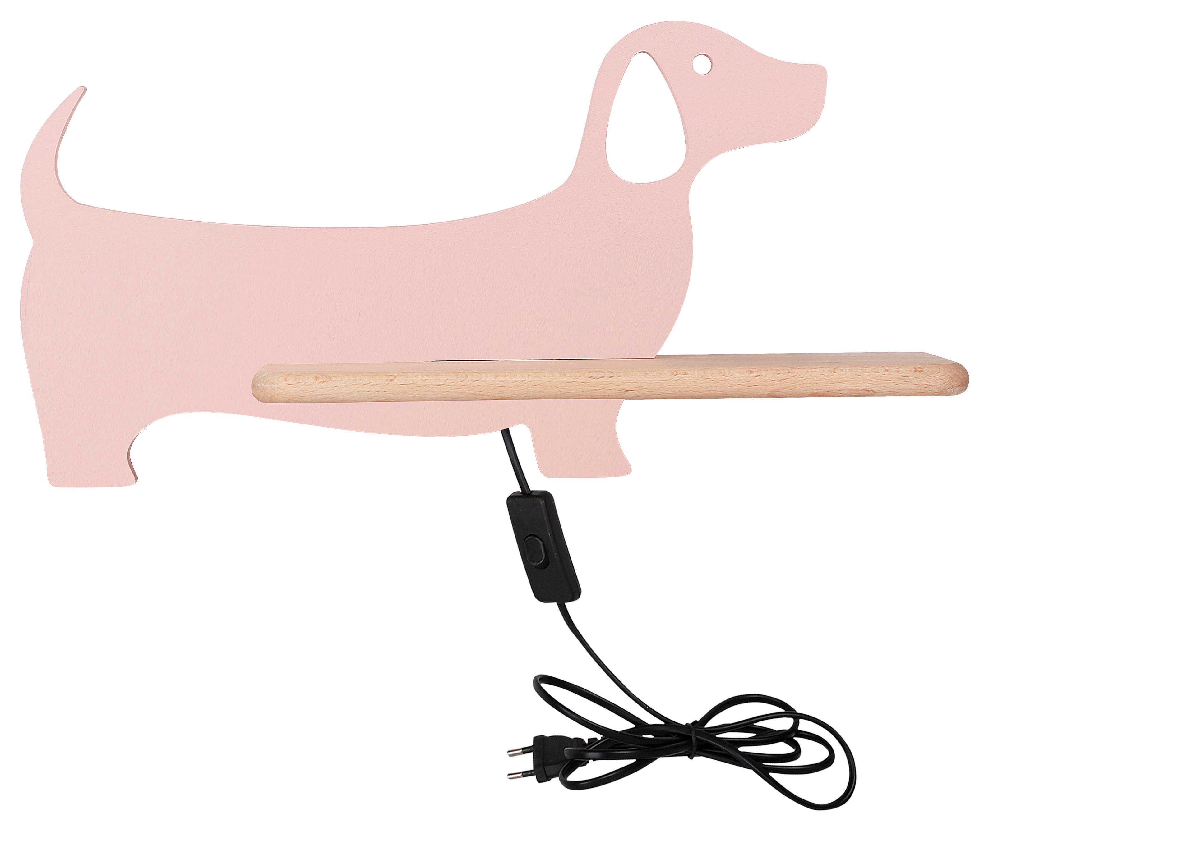 KINDERWANDLEUCHTE 21-01030 DOG - Pink, KONVENTIONELL, Holz/Holzwerkstoff (36.5/12/18.5cm)