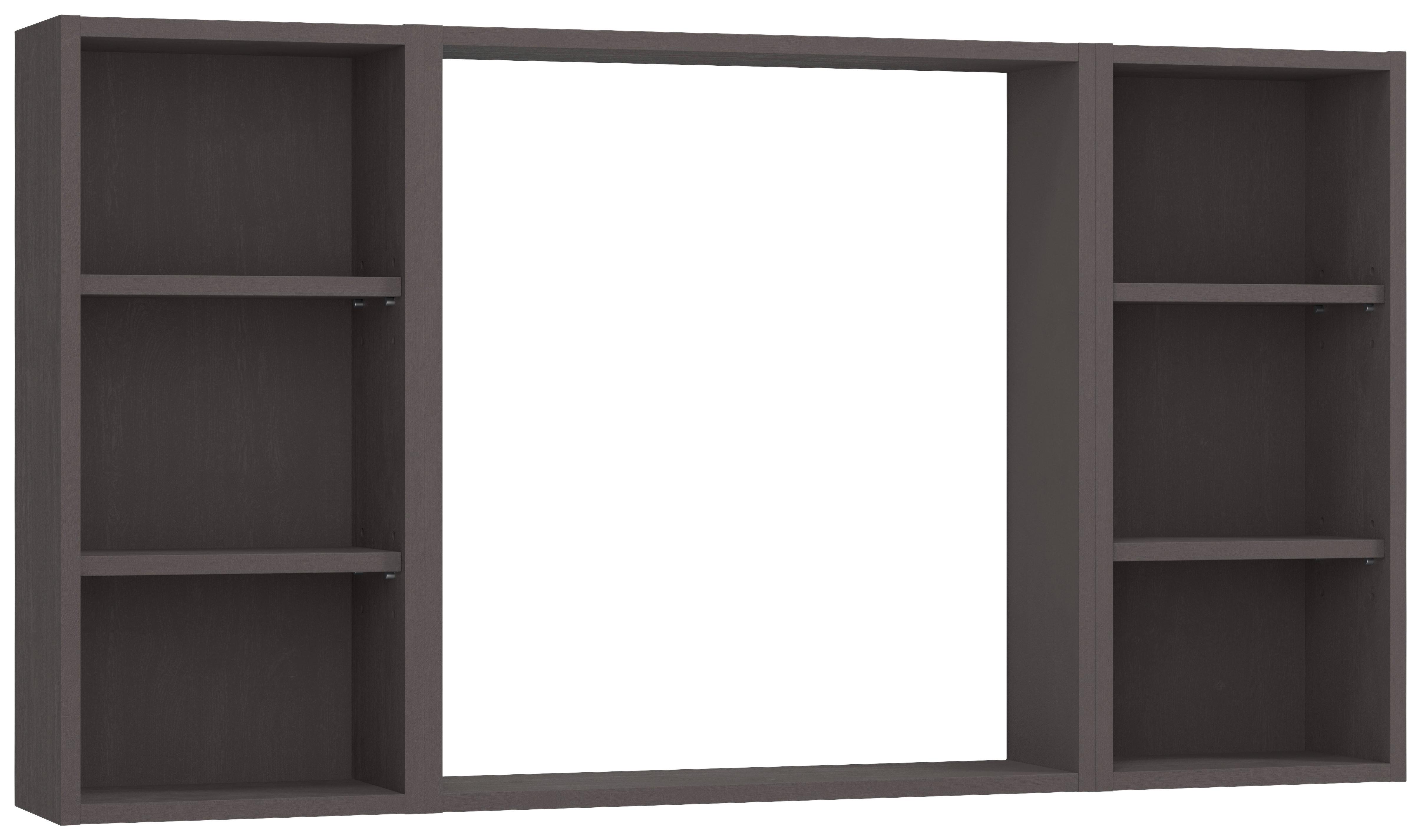 Wandspiegel Arosa Rechteckig 120x64 cm Holzrahmen Schwarz - Grau, MODERN, Glas/Holzwerkstoff (120/64/18cm) - Held