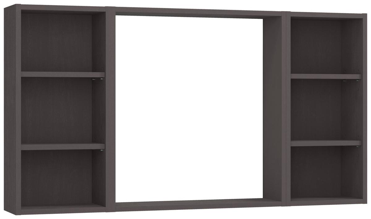 Wandspiegel Arosa Rechteckig 120x64 Cm Holzrahmen Schwarz - Grau, MODERN, Glas/Holzwerkstoff (120/64/18cm) - Held