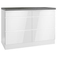 Küchenunterschrank Monza 120 cm Weiß/Grau - Weiß Hochglanz/Weiß, LIFESTYLE, Holzwerkstoff (120/86/60cm) - Held