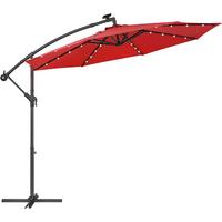 LED Sonnenschirm Rot Schwarz BxL: 300x300 cm - Rot/Schwarz, Basics, Textil/Metall (300/300cm) - Modante