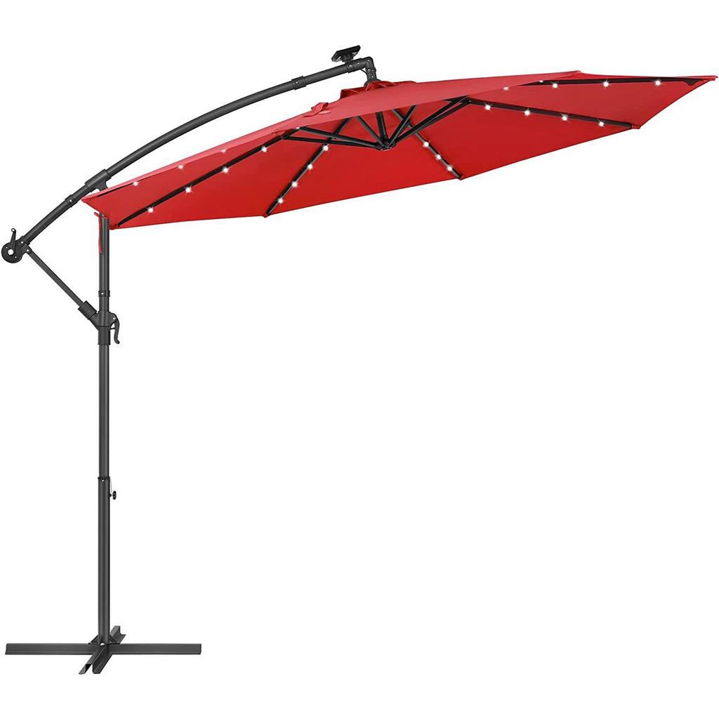 LED Sonnenschirm Rot Schwarz BxL: 300x300 cm