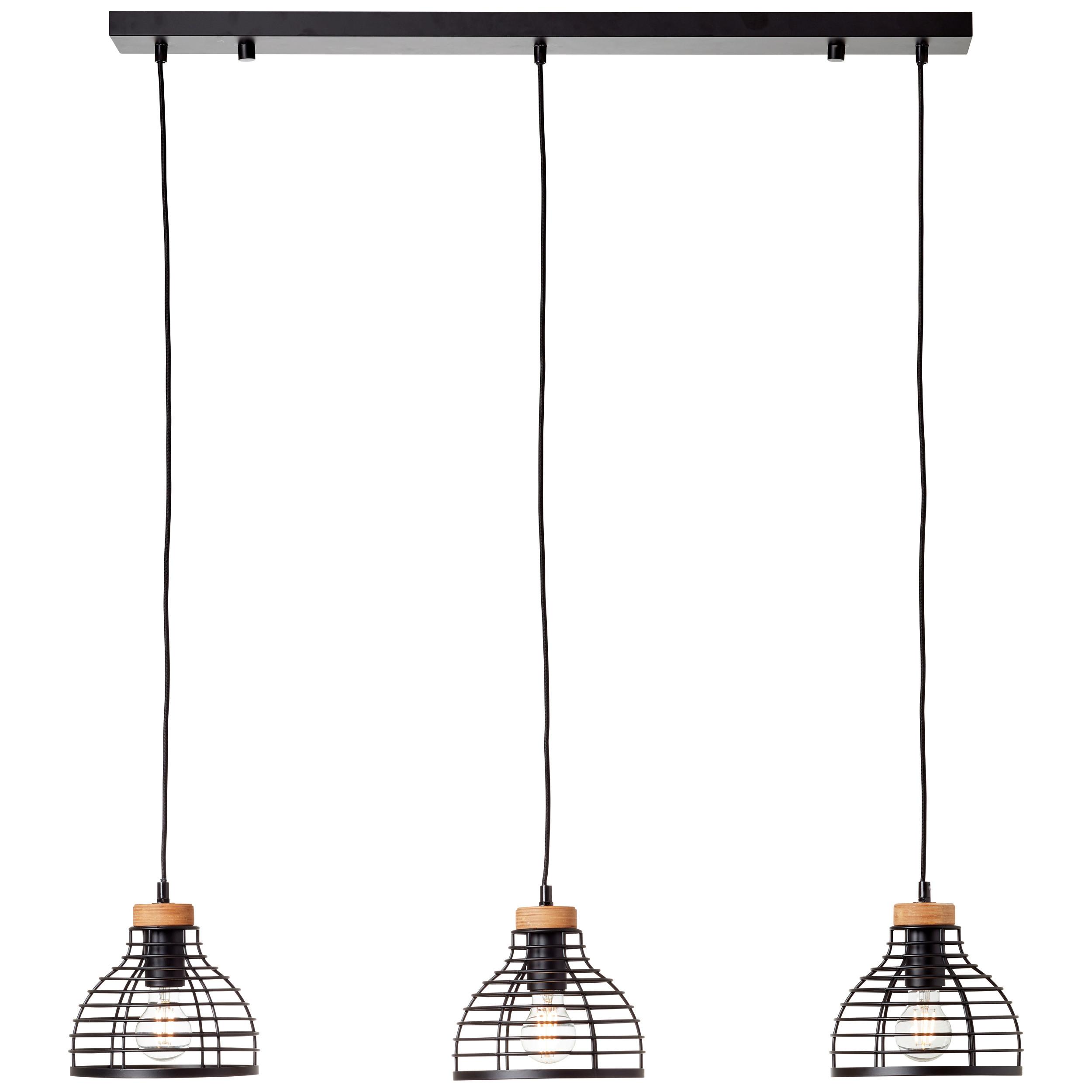 Pendelleuchte 99561/76 Avia - Schwarz, Natur, Holz/Metall (100/25/120cm) - Brilliant
