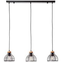 Pendelleuchte 99561/76 Avia - Schwarz, Natur, Holz/Metall (100/25/120cm) - Brilliant