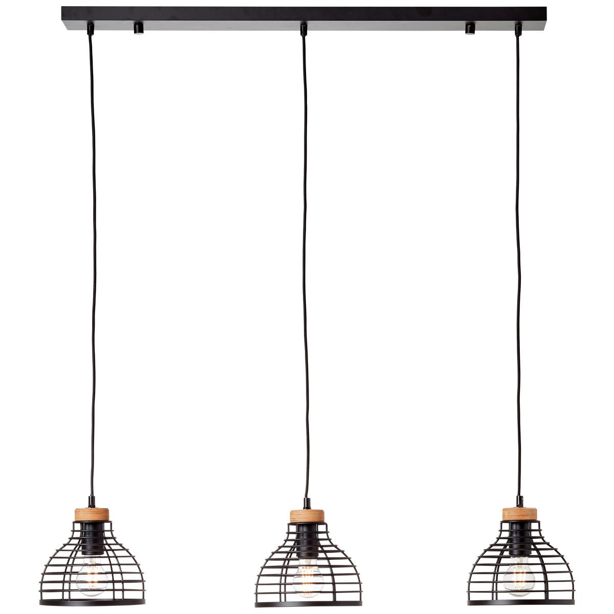 Pendelleuchte 99561/76 Avia - Schwarz, Natur, Holz/Metall (100/25/120cm) - Brilliant
