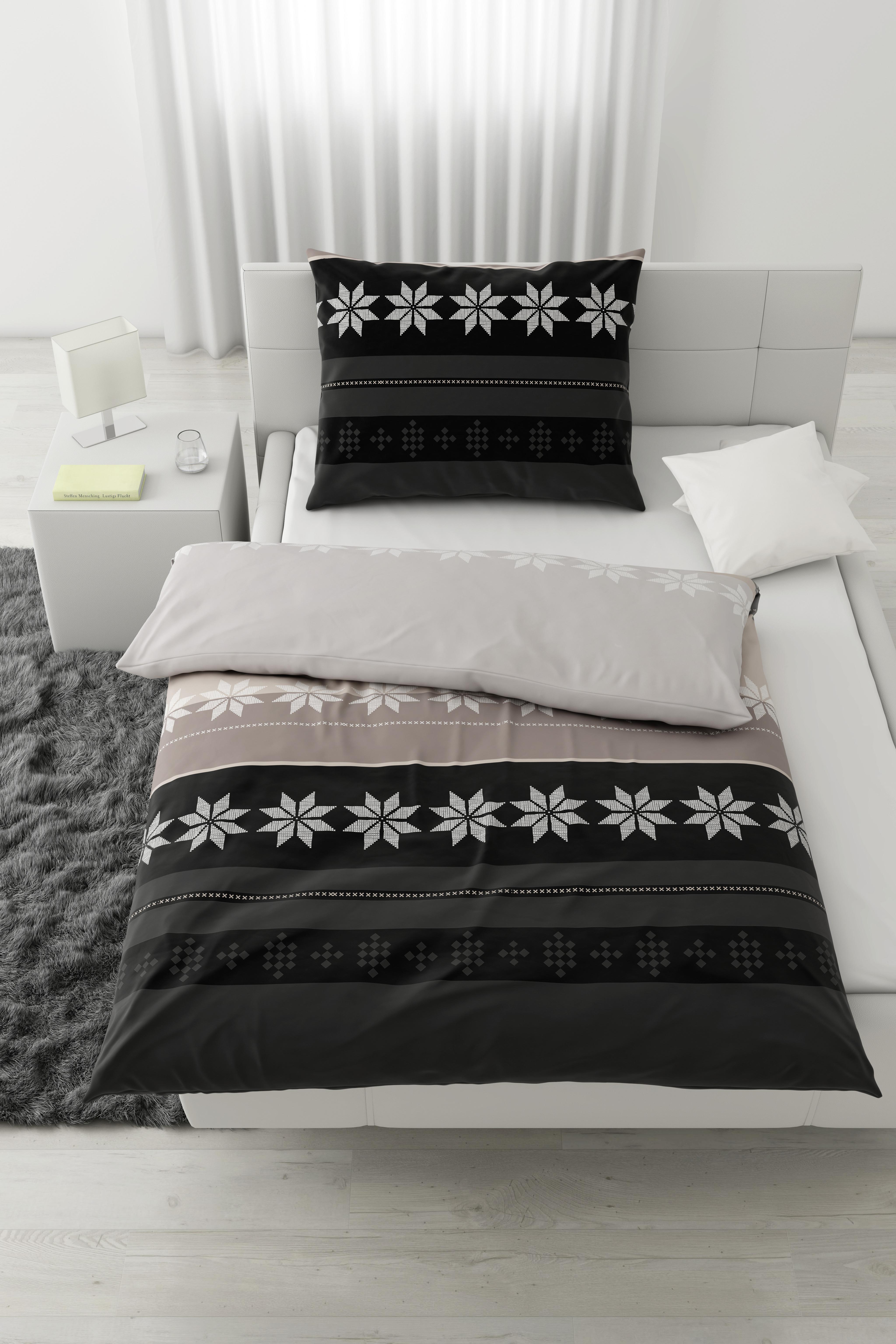 Posteľná Bielizeň Nordpol, 140/200cm - hnedá/čierna, Konvenčný, textil (70x90/140x200cm) - Modern Living