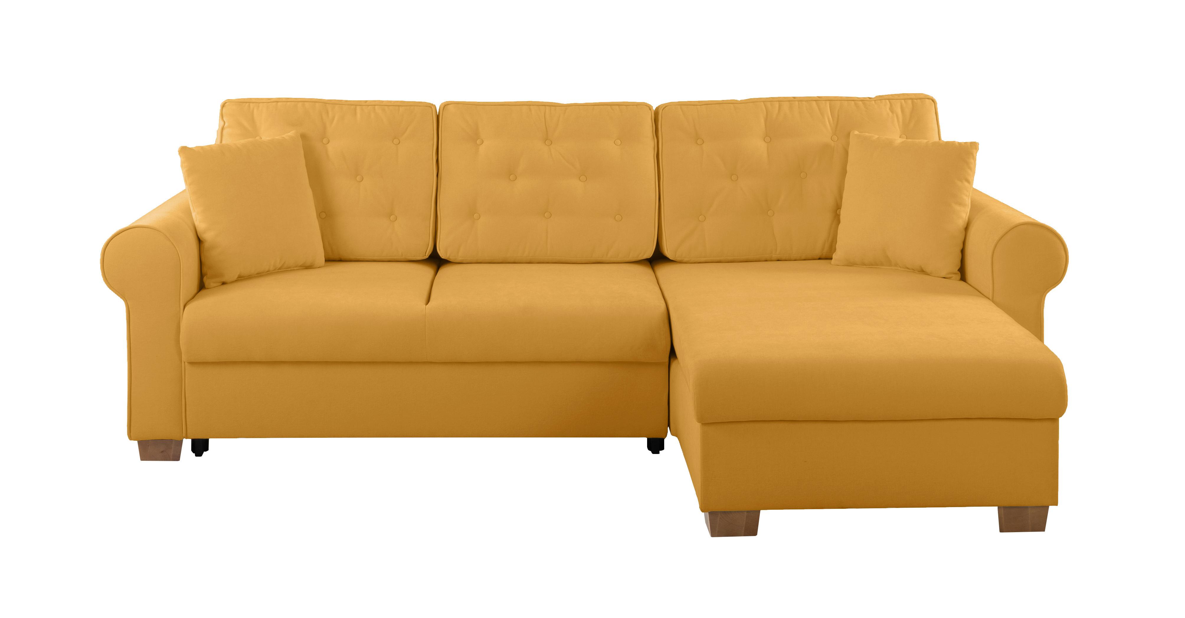 Ecksofa Arles, Gelb 48 S: 266x161 Cm - Gelb/Buchefarben, Design, Textil (266/161cm) - MID.YOU