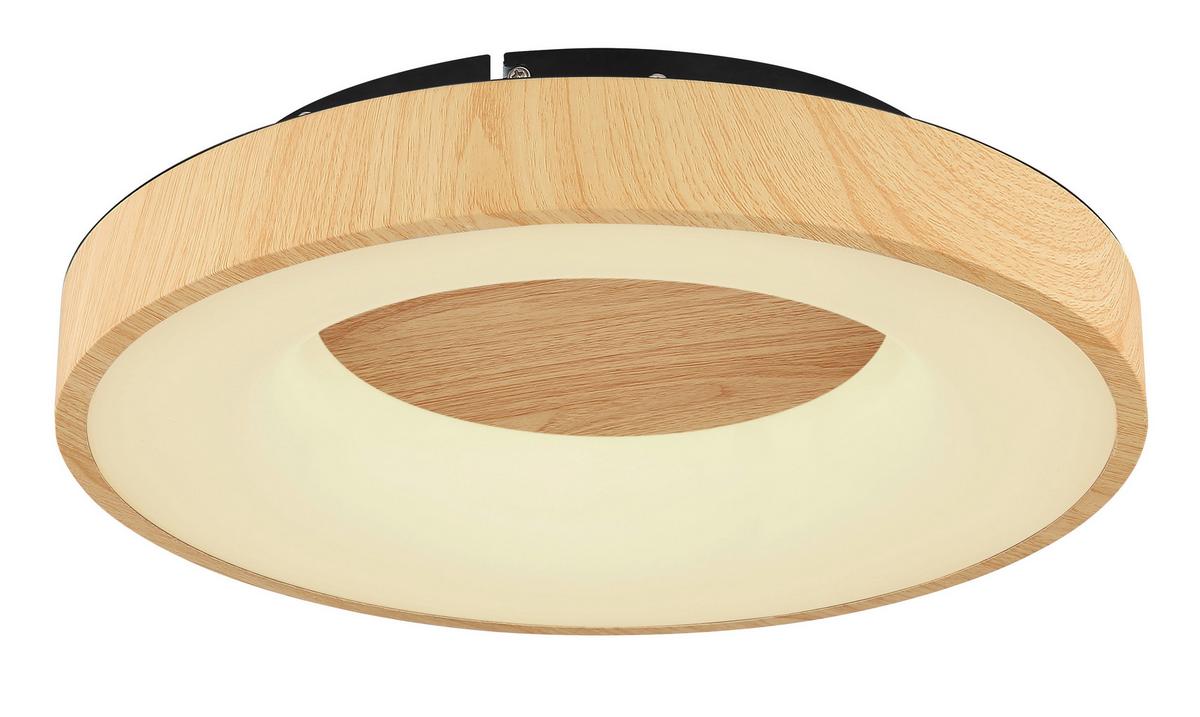 Led-deckenleuchte Ø 40 Cm Mit Farbtemperaturwechsler - Opal/Schwarz, Natur, Kunststoff/Metall (40/10cm) - Globo