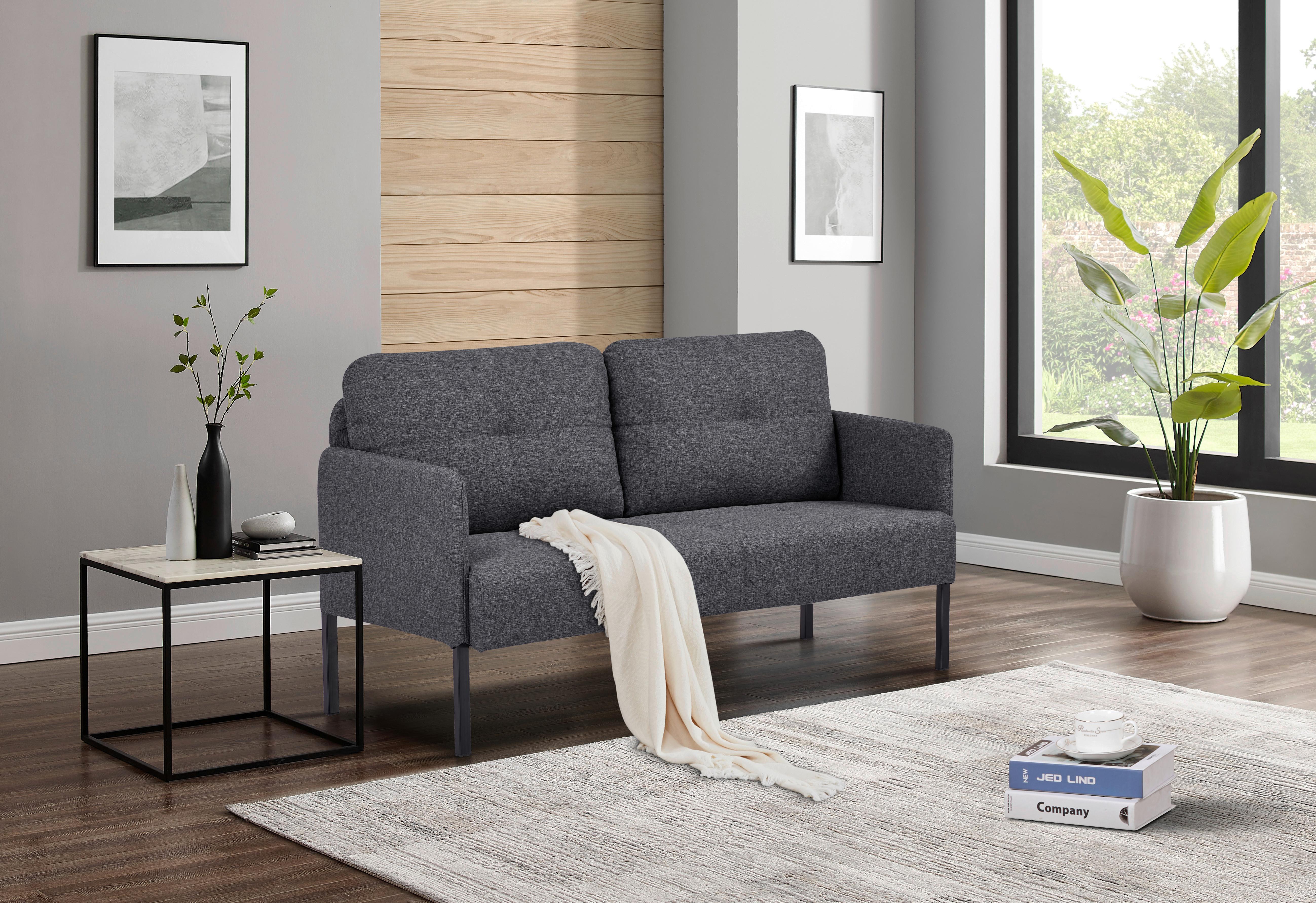 Sofa Milon Grau B: 126 cm - Schwarz/Grau, MODERN, Textil (126/79/70,5cm) - P & B