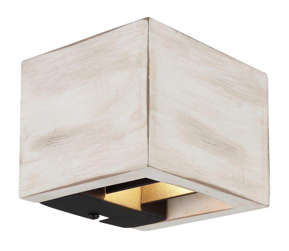 Led-wandleuchte 15553w1a - Schwarz/Weiß, Design, Holzwerkstoff/Metall (13.2/11.3/9.8cm) - Globo