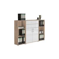 Aktenschrank Office Edition Weiß Hg/eiche Dekor B: 172,6cm - Weiß Hochglanz/Sonoma Eiche, MODERN, Holzwerkstoff (172,6/113,6/33cm) - MID.YOU