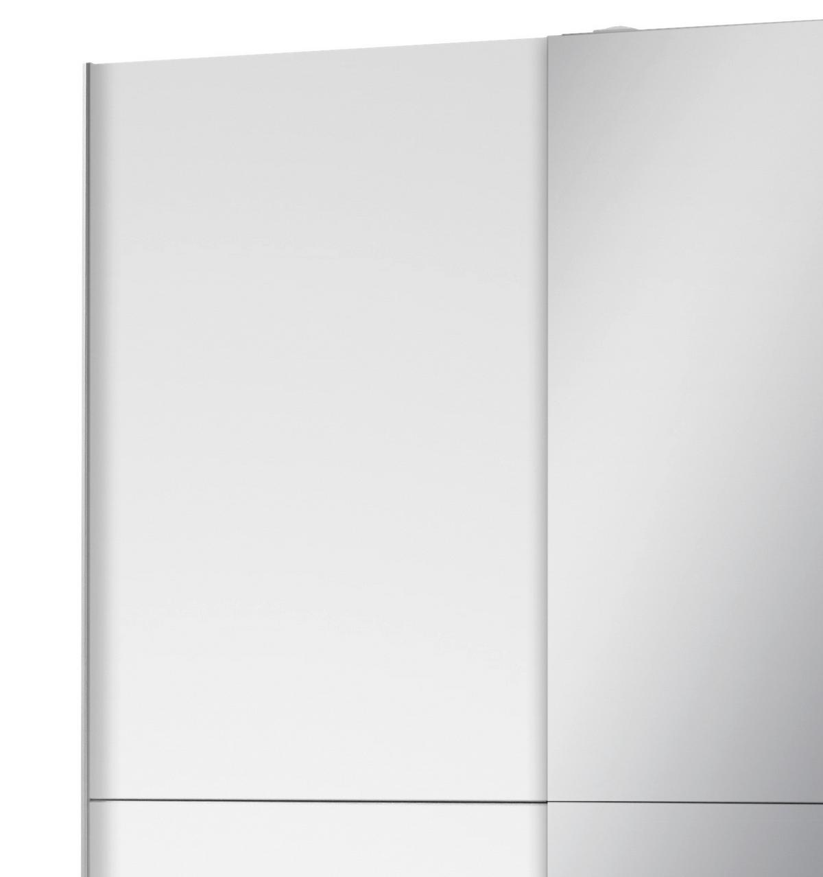 Schwebetürenschrank Mit Spiegel 125cm Fast, Weiß - Silberfarben/Weiß, Basics, Glas (125/195,5/38cm) - P & B