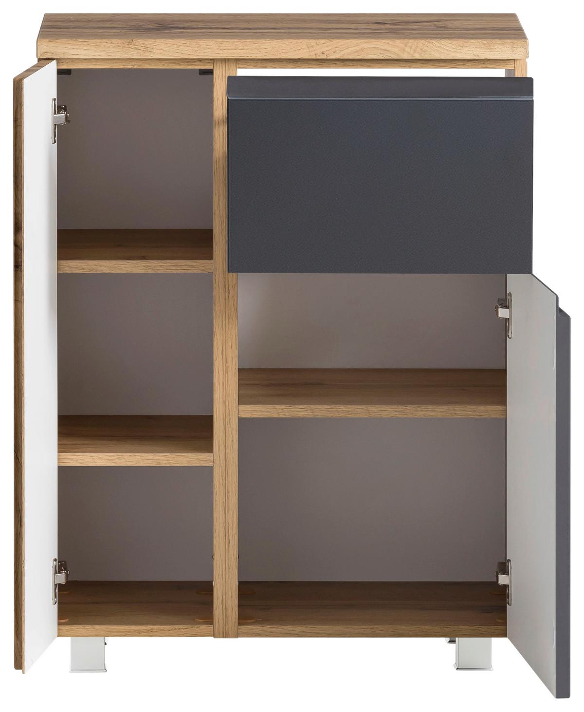 Unterschrank Varese B: 65 cm Grau/Eiche Wotan - Eiche Wotan/Grau, MODERN, Holzwerkstoff (65/79/35cm) - Held