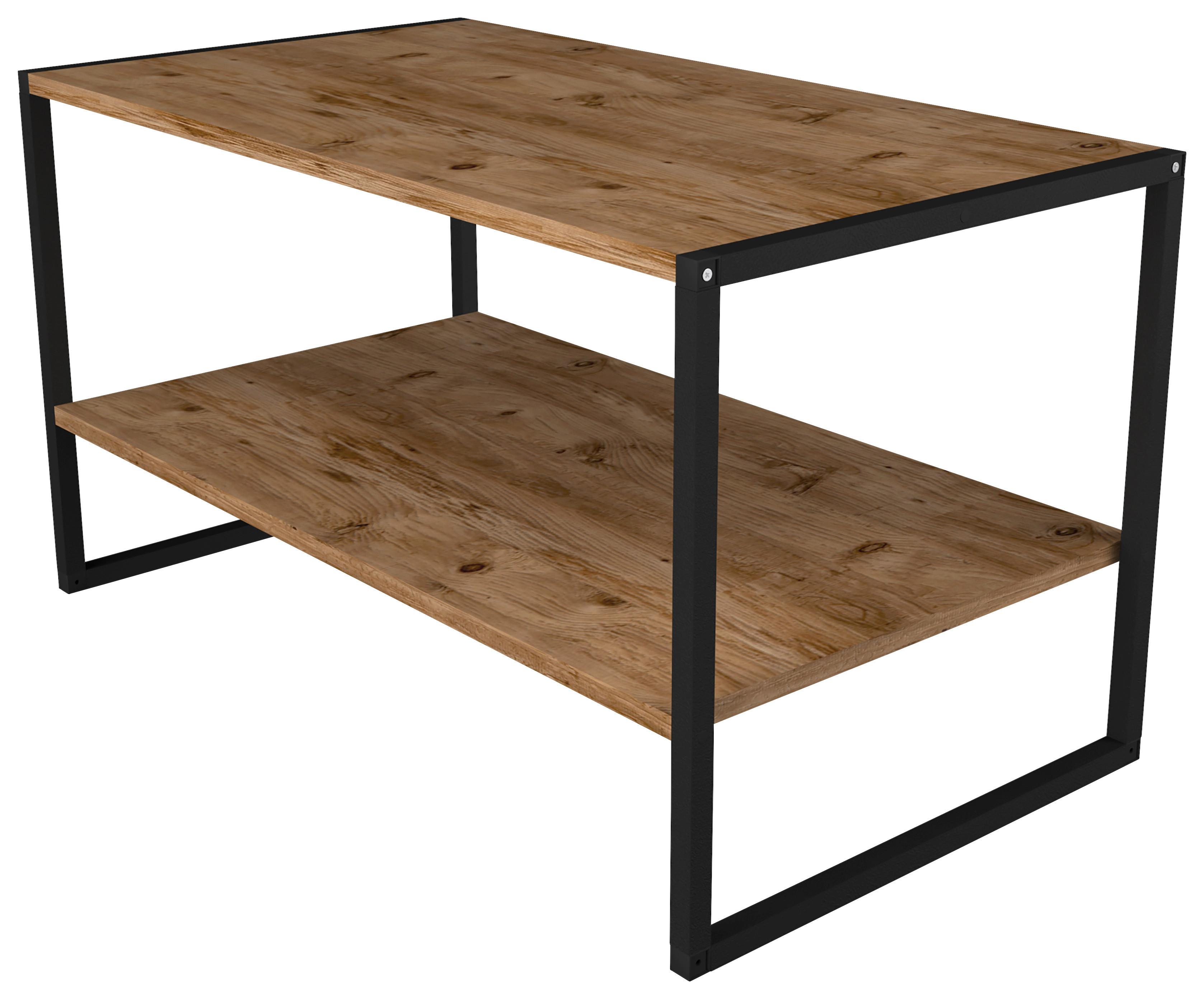 Couchtisch Insasi Honigeiche Dekor Schwarz - Honigeiche/Schwarz, Design, Holzwerkstoff/Metall (90/50/50cm) - MID.YOU