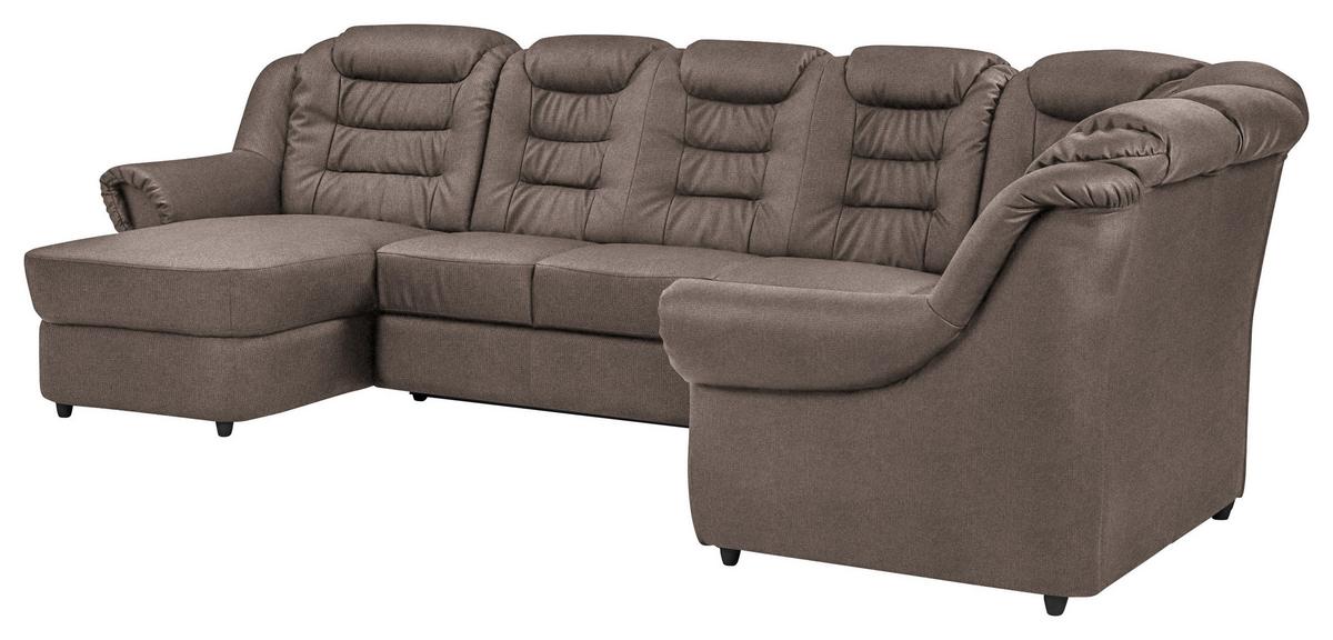 Wohnlandschaft Boston Taupe Chenille - Taupe/Schwarz, KONVENTIONELL, Textil (165/333/216cm) - Livetastic