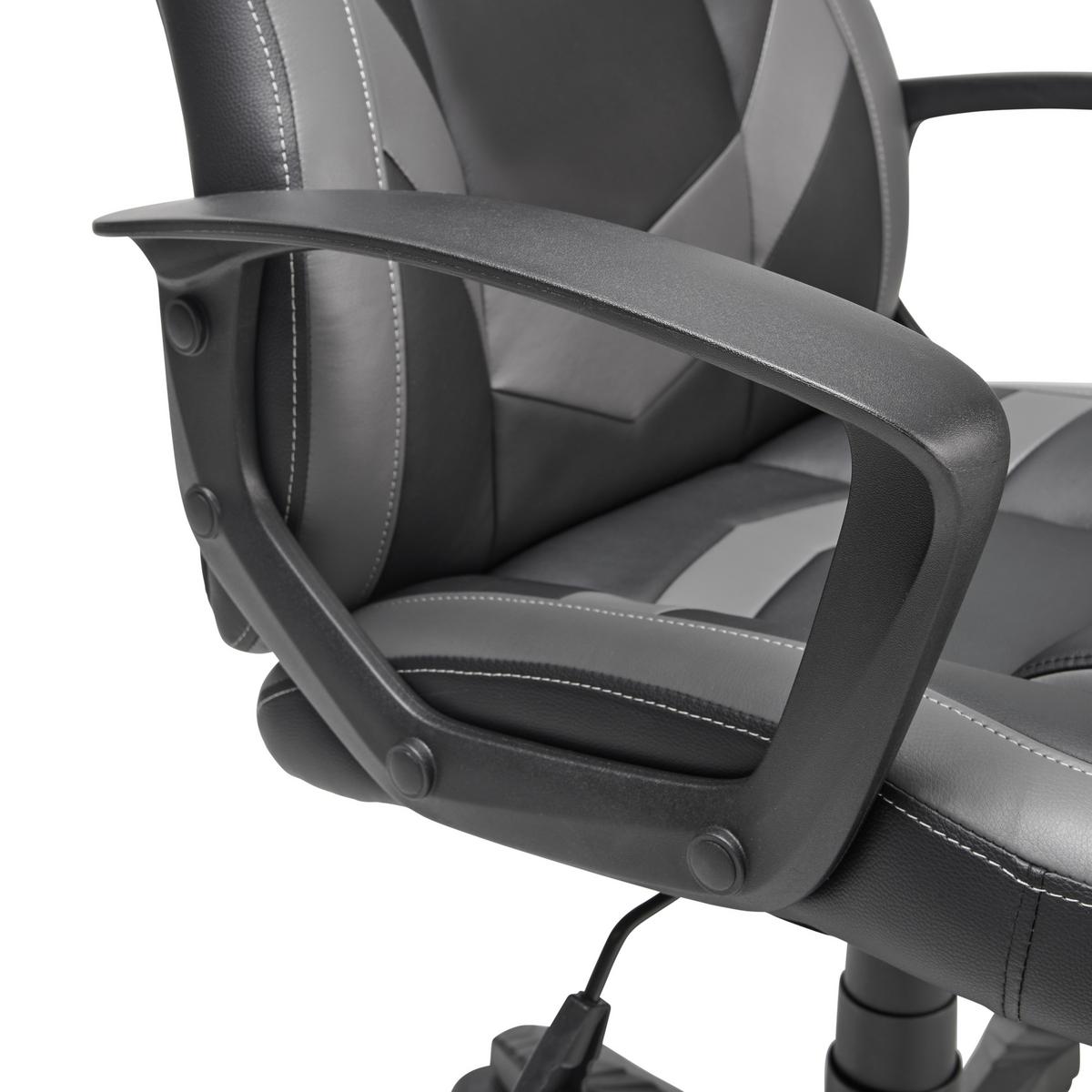 Gamingstuhl Francisco - Schwarz/Grau, LIFESTYLE, Kunststoff/Textil (60/107-117/69cm) - MID.YOU