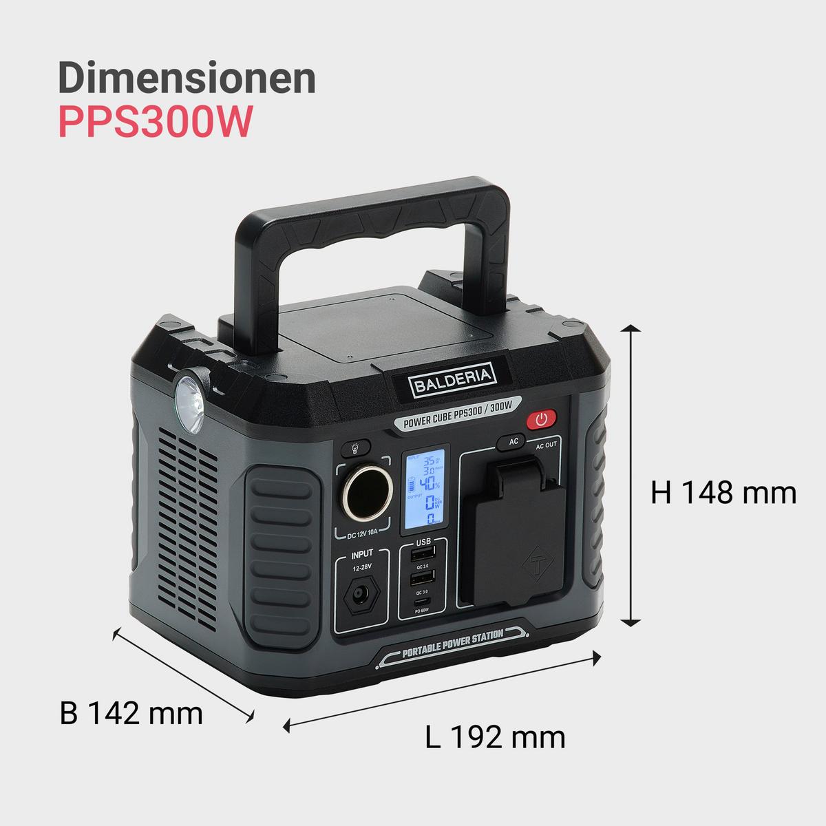 Powerstation Balderia Powercube - Schwarz/Grau, Trend, Kunststoff (19,2/14,8/14,2cm)