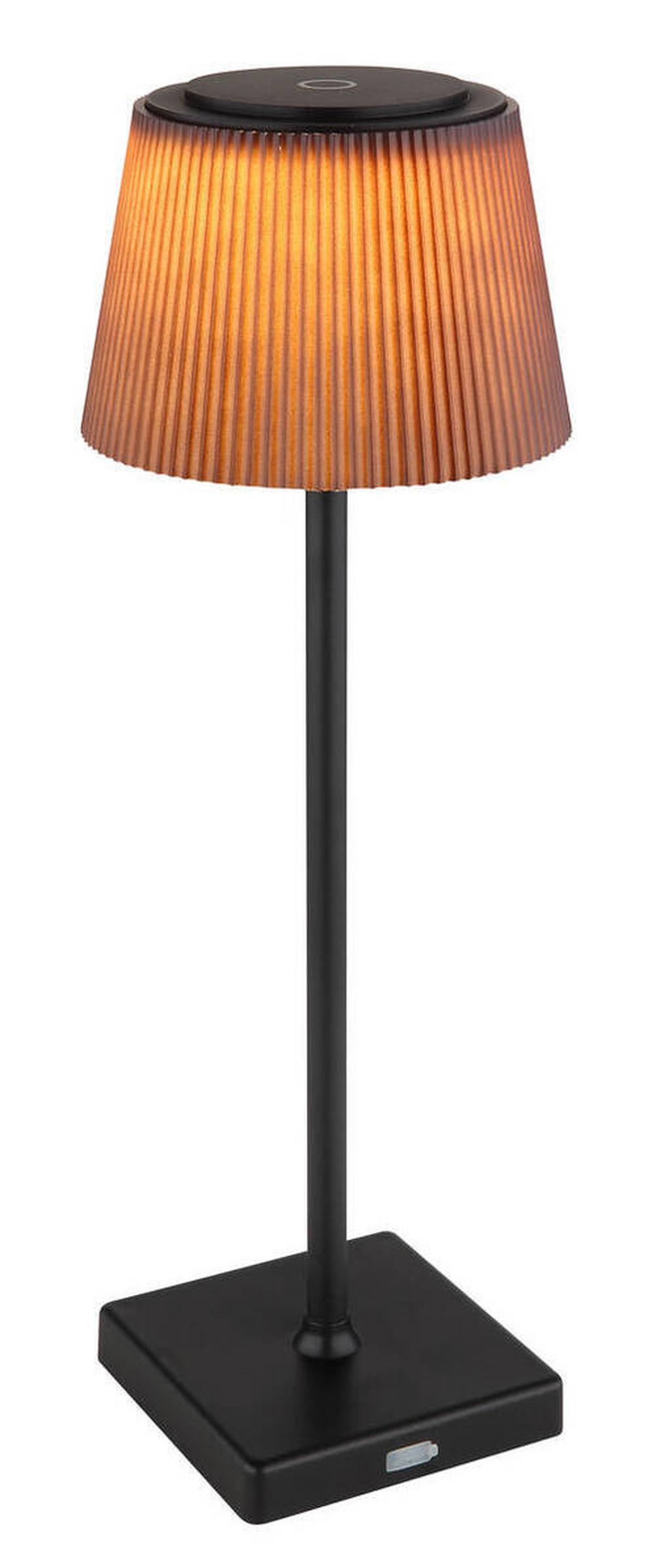 Akku-Tischleuchte 58434bb - Schwarz/Braun, Design, Kunststoff/Metall (13/38cm) - Globo