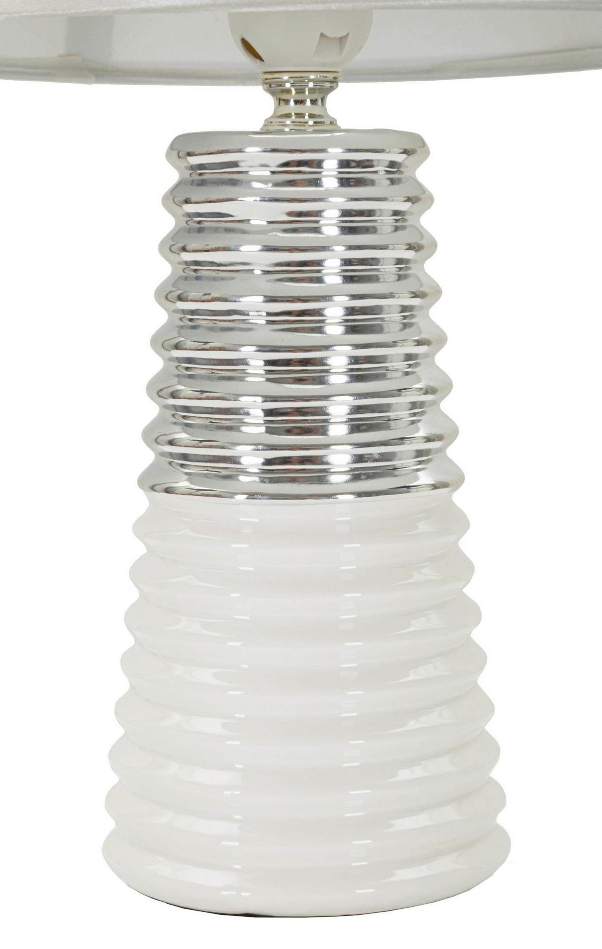 Tischleuchte Candela Weiß, Silberfarben B: 25 cm - Silberfarben/Weiß, Basics, Keramik/Textil (25/41/25cm)