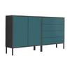 Sideboard Mailand 3 B: 158 cm Petrol - Anthrazit/Petrol, MODERN, Holzwerkstoff (158/86/33cm) - MID.YOU