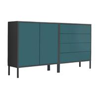 Sideboard Mailand 3 B: 158 cm Petrol - Anthrazit/Petrol, MODERN, Holzwerkstoff (158/86/33cm) - MID.YOU