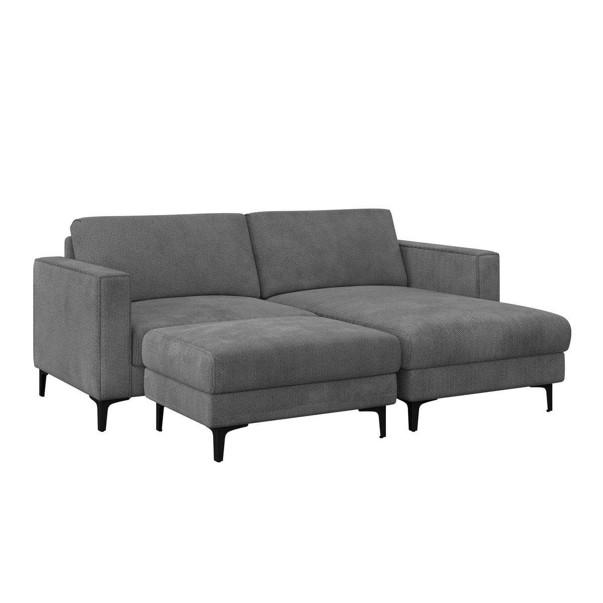 Ecksofa Atlanta dunkelgrau, 210x149cm - Dunkelgrau/Schwarz, Trend, Holz/Textil (210/149cm)