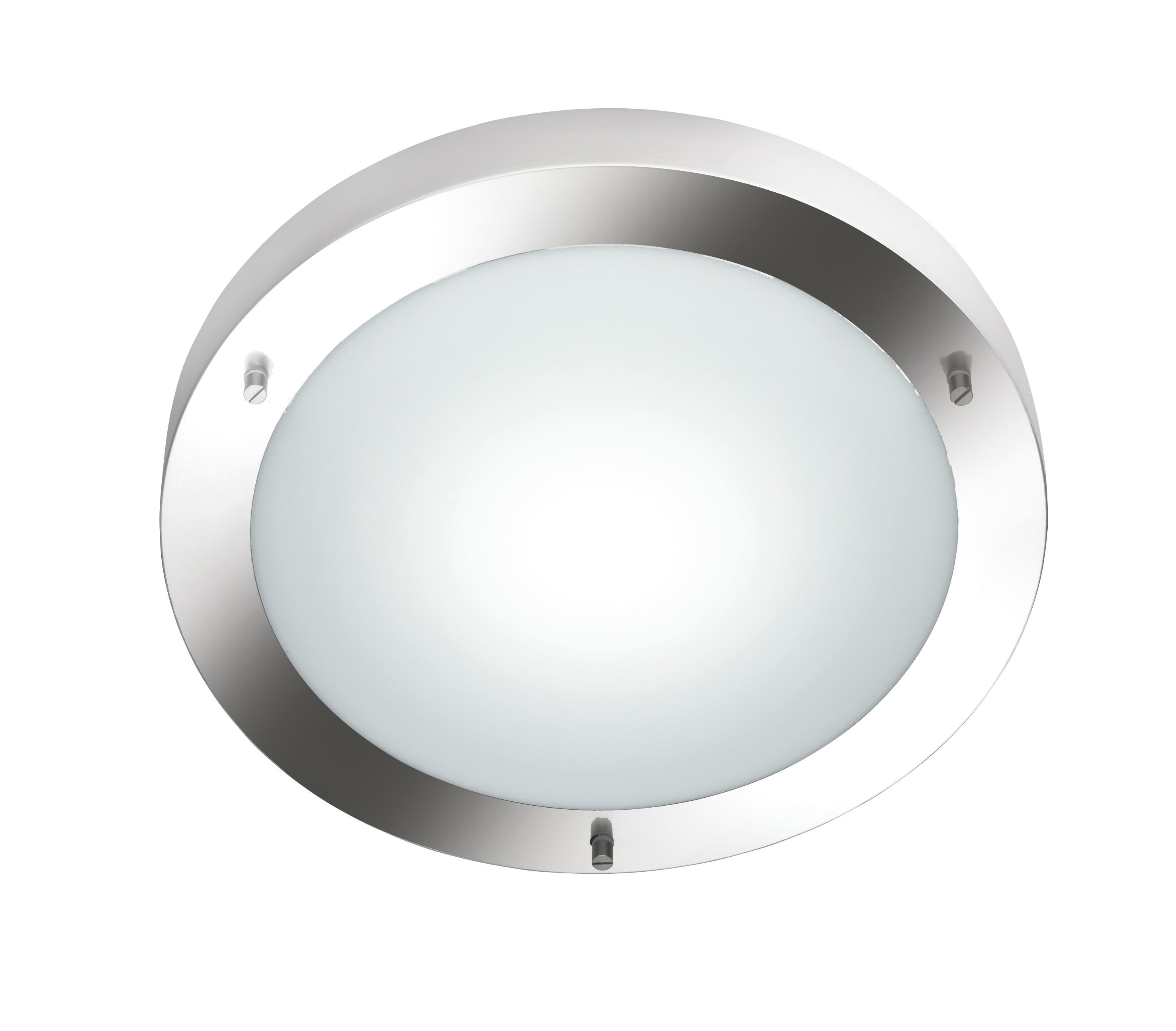 Deckenleuchte IP44 Ø 31,5 cm 1-Flammig rund Opalglas matt - Weiß/Nickelfarben, Basics, Glas/Metall (31,5/31,5/8cm) - Trio Leuchten