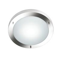 Deckenleuchte IP44 Ø 31,5 cm 1-Flammig rund Opalglas matt - Weiß/Nickelfarben, Basics, Glas/Metall (31,5/31,5/8cm) - Trio Leuchten