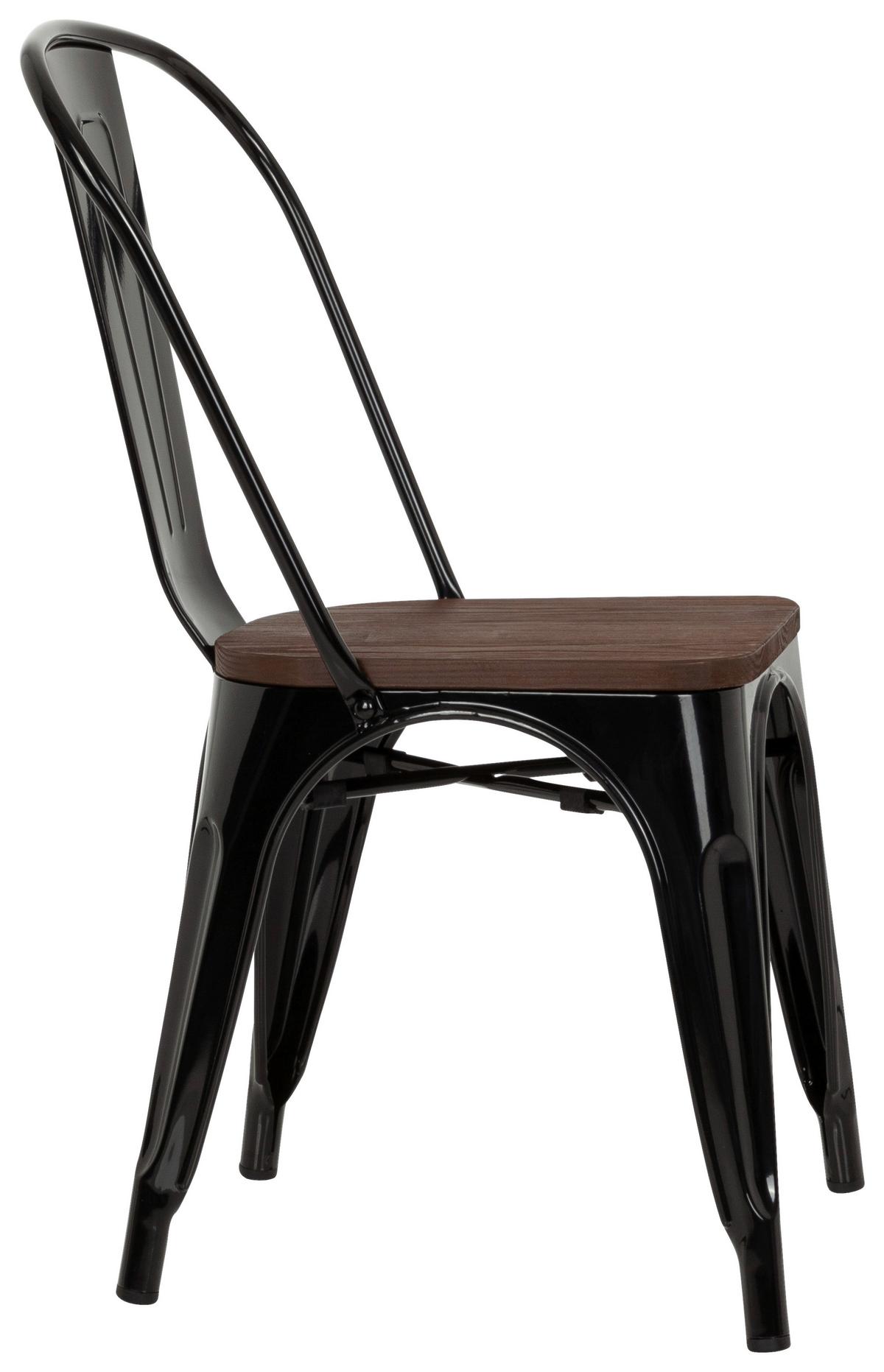 Stuhl Vantaggio Comfort W stapelbar Schwarz/Dunkelbraun - Dunkelbraun/Schwarz, Basics, Holz/Metall (44/84/54cm) - MID.YOU