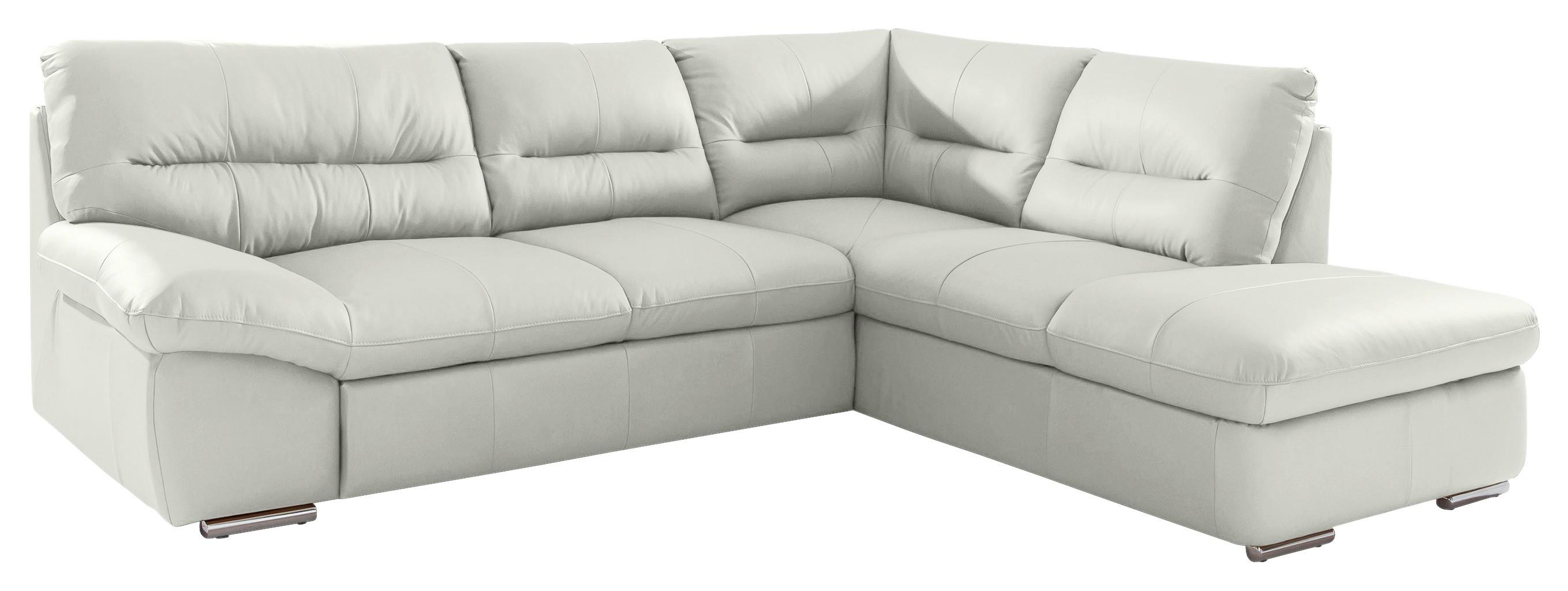 ECKSOFA William, Beige S: 268x216 cm - Chromfarben/Beige, Design, Leder (268/216cm) - Livetastic