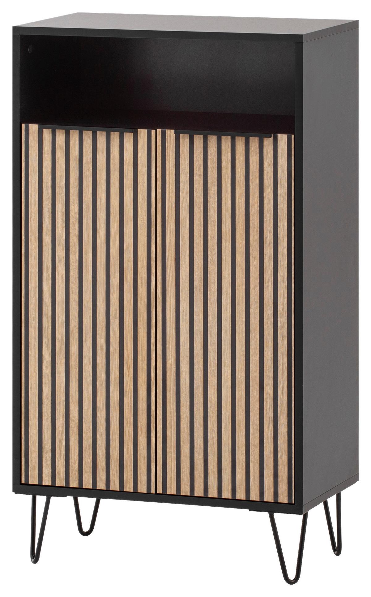 Schuhschrank Schuhschrank Hank - Eichefarben/Schwarz, Design, Holzwerkstoff (60,2/107,9/33,05cm) - MID.YOU