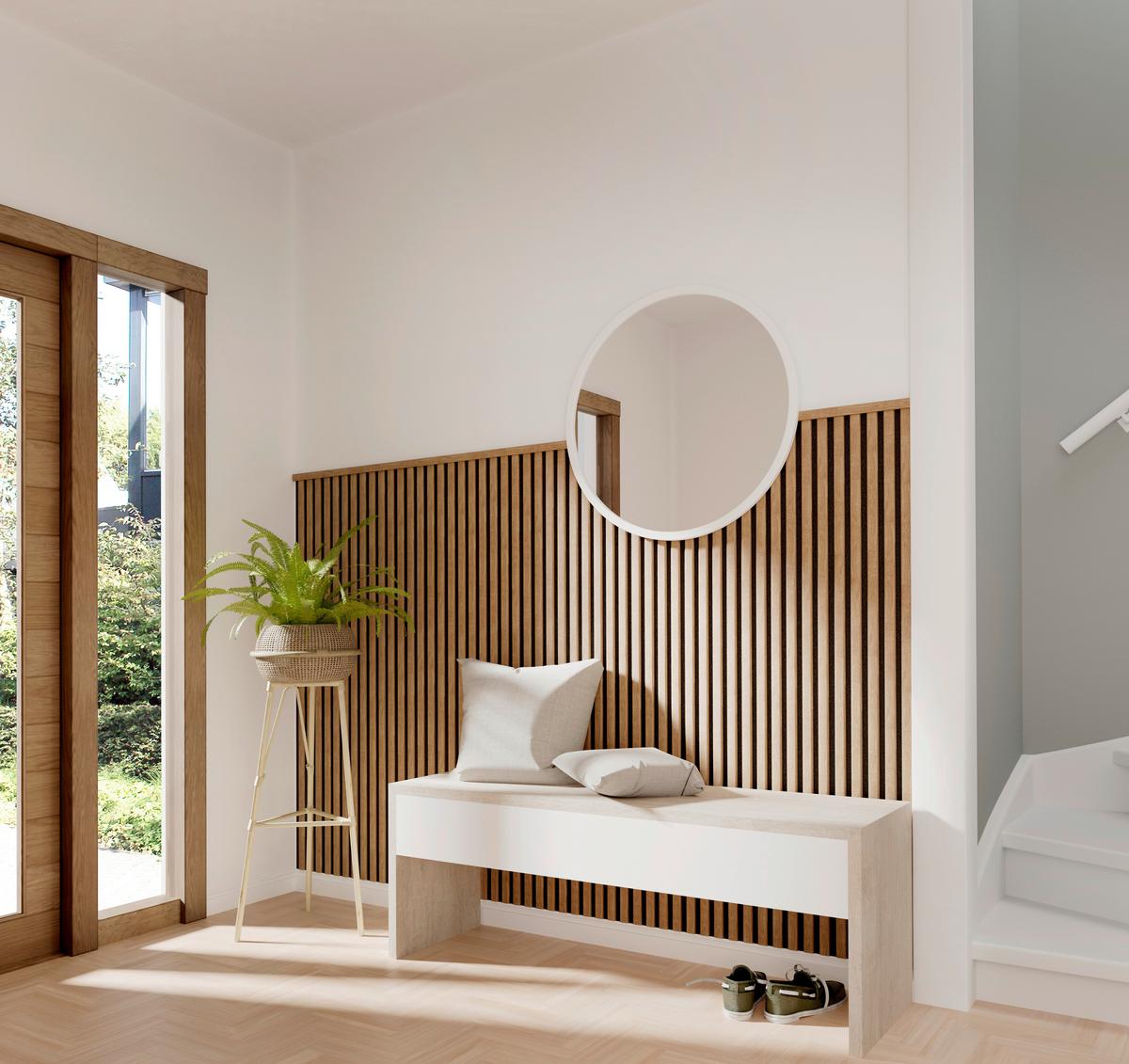 Akusztikus Panel Decowall 260/30cm - tölgyfa színű, Modern, műanyag/faalapú anyag (30/260/1,7cm)