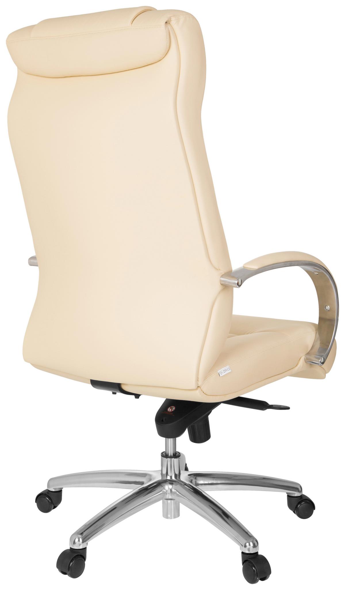 Chefsessel Xxl G 600 Lederlook Beige Bis 150 Kg - Beige/Silberfarben, Basics, Kunststoff/Textil (60/131/49cm) - MID.YOU