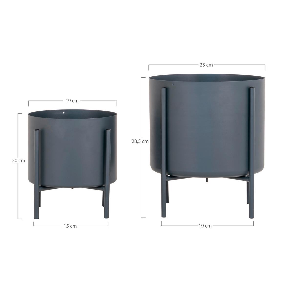 Übertopf-set Pavia Grau 2-Teilig - Grau, Design, Metall