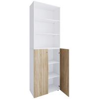 Schuhschrank Lona Weiß Sonoma Eiche Dekor - Schwarz/Weiß, Design, Holzwerkstoff (70/220/40cm) - MID.YOU