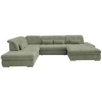 Wohnlandschaft Dalida Mit Schlaffunktion Grün - Chromfarben/Grün, Design, Textil (254/376/195cm) - Livetastic