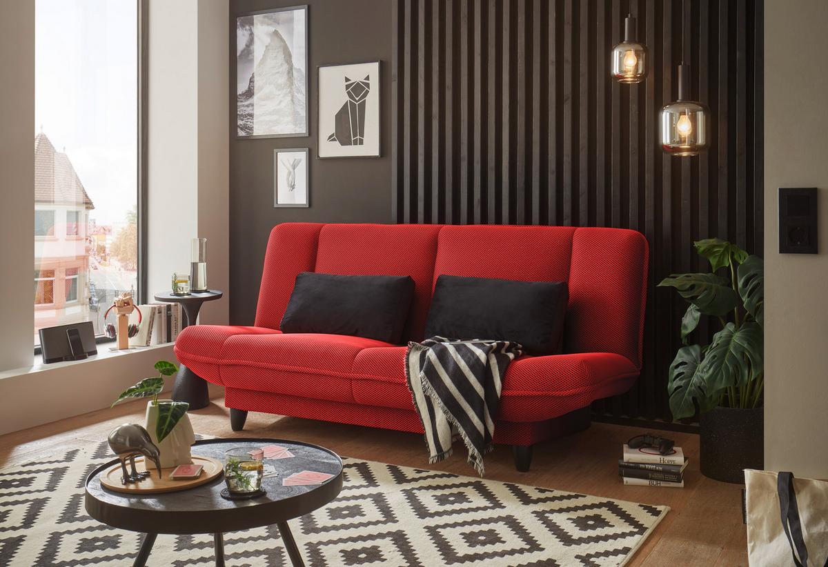 Schlafsofa Amalia Rot B: 200 cm - Rot/Schwarz, KONVENTIONELL, Textil (200/88/90cm) - MID.YOU