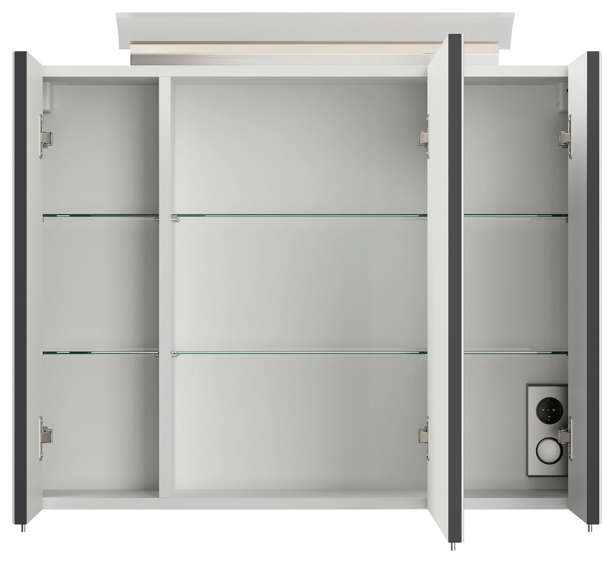 Spiegelschrank Graphitfarben B: 80 cm - Graphitfarben, MODERN, Glas/Holzwerkstoff (80/62/17cm) - MID.YOU