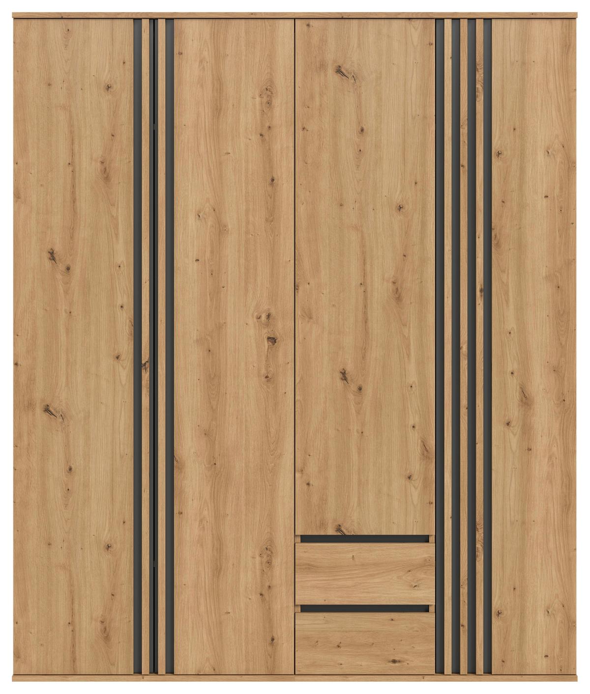 Drehtürenschrank Tofta Eiche Dekor/Anthrazit B: 160cm - Anthrazit/Eiche Artisan, ROMANTIK / LANDHAUS, Holzwerkstoff (160/190/56cm) - Livetastic