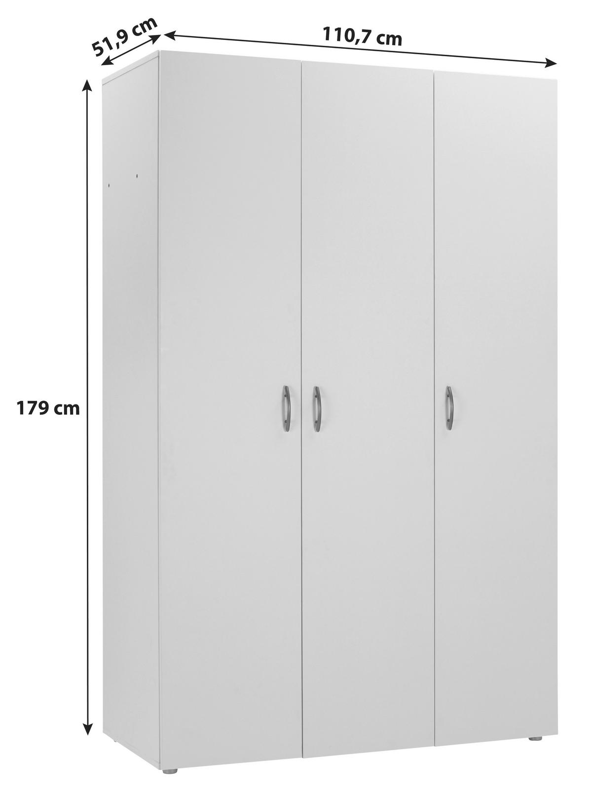 Nyílóajtós Szekrény Basic 110,7/179 Cm - fehér, Konventionell, faalapú anyag (110,7/179/51,9cm)